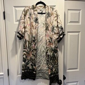 H&M Leaf Print Kimono in Green and White